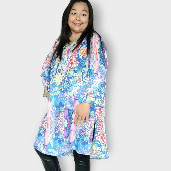 WOMENS MULTI COLOR XL FLORAL BLOUSE - Picture 2 of 6